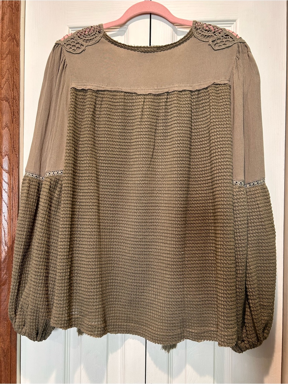 Miss Me Green Knit Top with Crochet Trim - Picture 3 of 3
